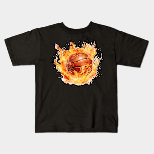 Flamming Basketball Watercolor Kids T-Shirt